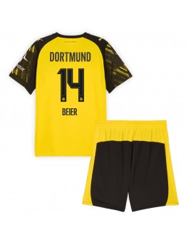 Billige Borussia Dortmund Maximilian Beier #14 Hjemmedraktsett Barn 2025-26 Kortermet (+ Korte bukser)
